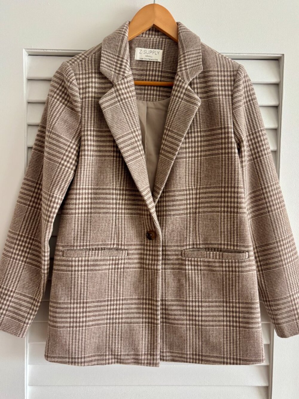 Z Supply Plaid Tan Blazer - Picture 1 of 4